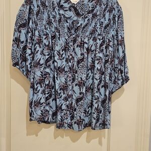 intro. Light Blue Paisley Print Tunic Top